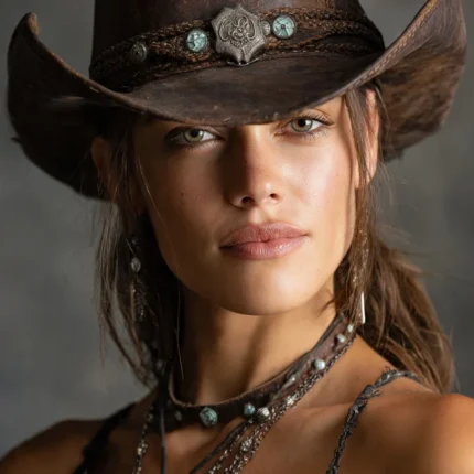 Traditional Mexican cowboy hat with structured crown and wide western brim