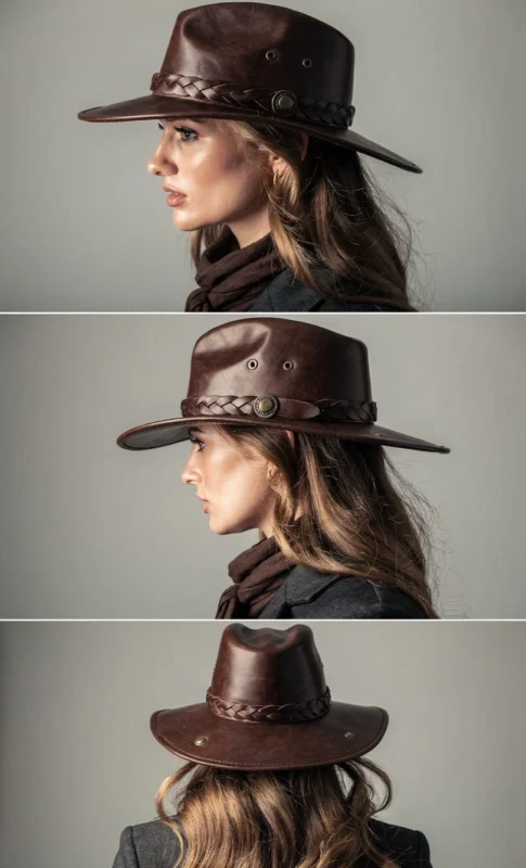 Stylish outlaw cowboy hat with wide brim and traditional cowboy western fashion vibe