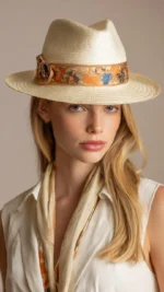 Chic straw Panama hat for women, ideal for vacation or everyday wear.