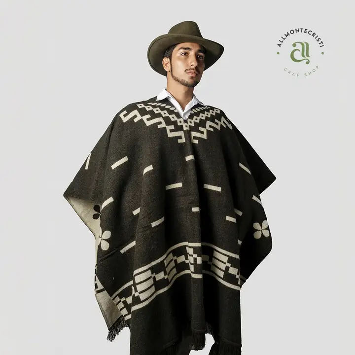 Western poncho and cowboy hat set inspired by classic Clint Eastwood style from The Good, the Bad and the Ugly.