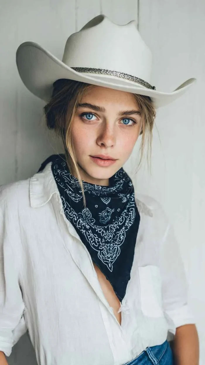 Stylish black flat brim cowboy hat for men and women