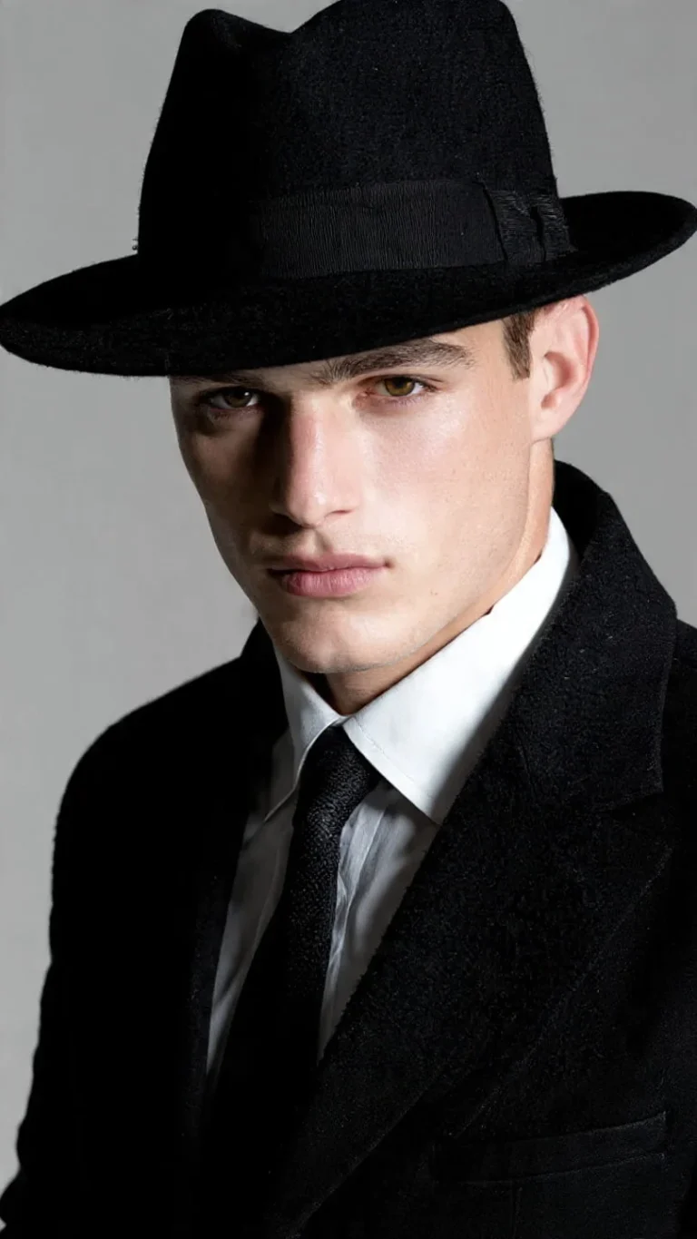Vintage gangster hat worn with suit and modern street outfit