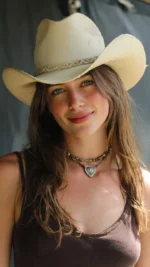 Brown felt J Brim Cowboy Hat for men and women with wide brim