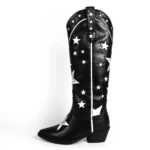 JINKO-1 Cowboy Mid Calf Western Star Embroidered Black