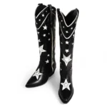JINKO-1 Cowboy Mid Calf Western Star Embroidered Black