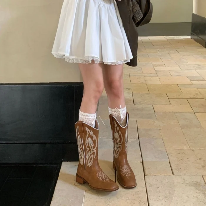 Lone Ranger classic cowboy boots in brown leather with traditional pointed toe design.