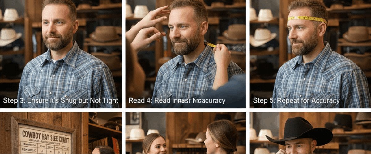 How to measure head size for a cowboy hat using a measuring tape for accurate fit