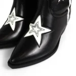 JINKO-1 Cowboy Mid Calf Western Star Embroidered Black