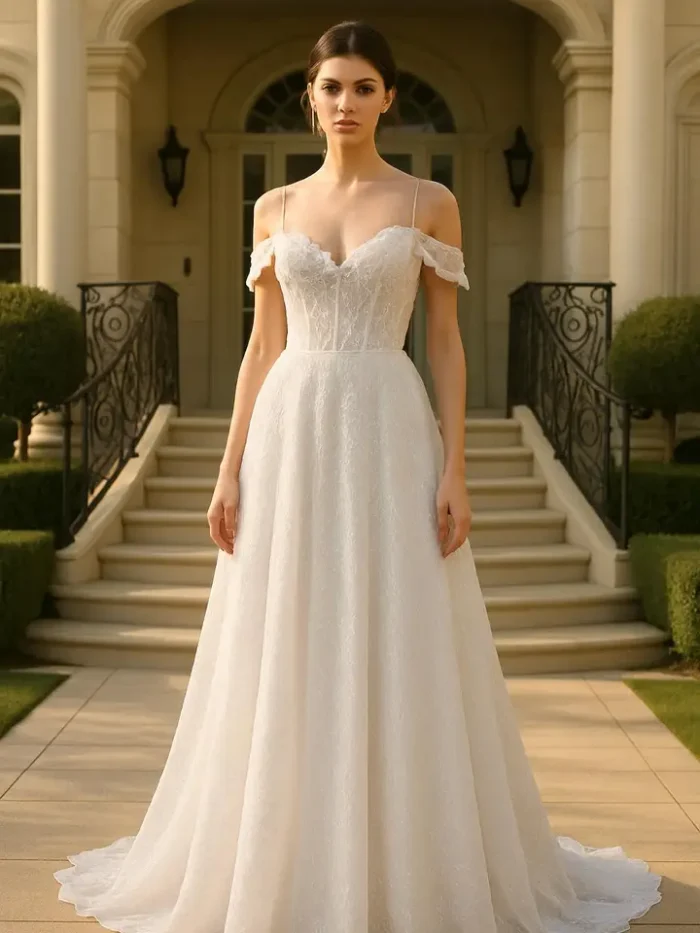 White Camo Wedding Dress - Image 1