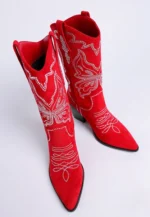 Red and Black Cowboy Boots (Latafa Rhinestones Embellished Cowboy Boots)