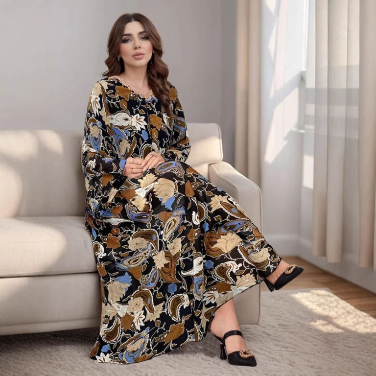 Desert Moon Arabian Dress with elegant flowing fabric and traditional embroidery