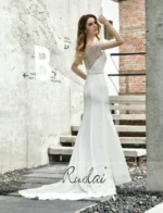 Modern short wedding dress with sleeves for courthouse or casual wedding