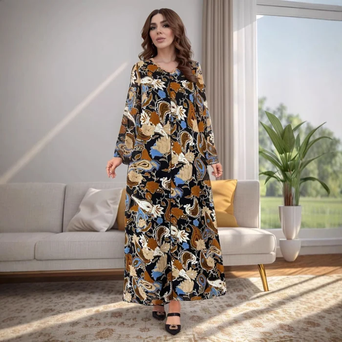 luxury desert moon arabian dress for women with long sleeves