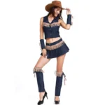 Western cowgirl dress outfit with floral dress and cowboy boots