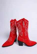 Red and Black Cowboy Boots (Latafa Rhinestones Embellished Cowboy Boots)