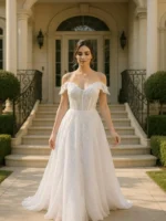 White Camo Wedding Dress - Image 2