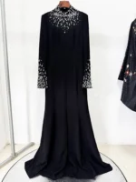 Wedding dresses for black brides featuring bold black gown with classic bridal design