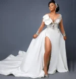 Wedding dress Ethiopia with handwoven fabric and elegant cultural embroidery