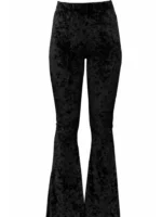 Boho Crushed Black Velvet Bell Bottom Pants Festival Wear - Image 4