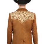 Fashionable men’s western blazer with rugged tailoring and western details perfect for country concerts and western events.
