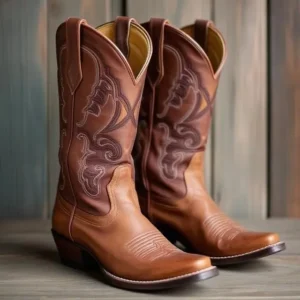 Elegant women's cowboy boots featuring traditional western craftsmanship, embroidery, and durable leather design.