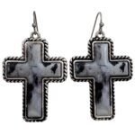 Polished Colored Stone Western Cross Earrings