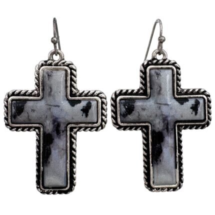 Polished Colored Stone Western Cross Earrings