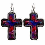 Polished Colored Stone Western Cross Earrings - Image 4
