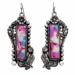 Polished Color Stone Bar Cowboy Western Earrings - Image 2