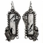 Polished Color Stone Bar Cowboy Western Earrings