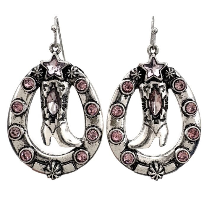 Horseshoe Star Western Boots Earrings - Image 2