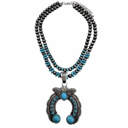 Squash Blossom Pendant Chunky Layered Necklace Set