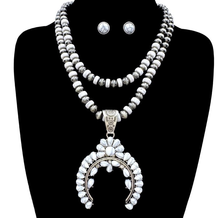 Squash Blossom Pendant Chunky Layered Necklace Set - Image 2
