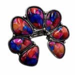 Polished Color Stone Squash Blossom Ring - Image 2