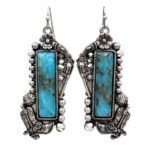 Polished Color Stone Bar Cowboy Western Earrings - Image 3