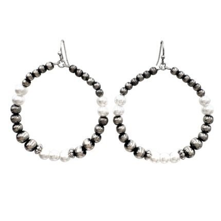 Hoop Pearl Beads Wire Earrings