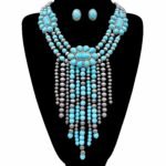 Western Fringe Navajo Turquoise Beads Statement Necklace