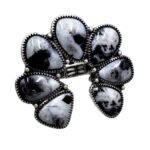 Polished Color Stone Squash Blossom Ring - Image 4