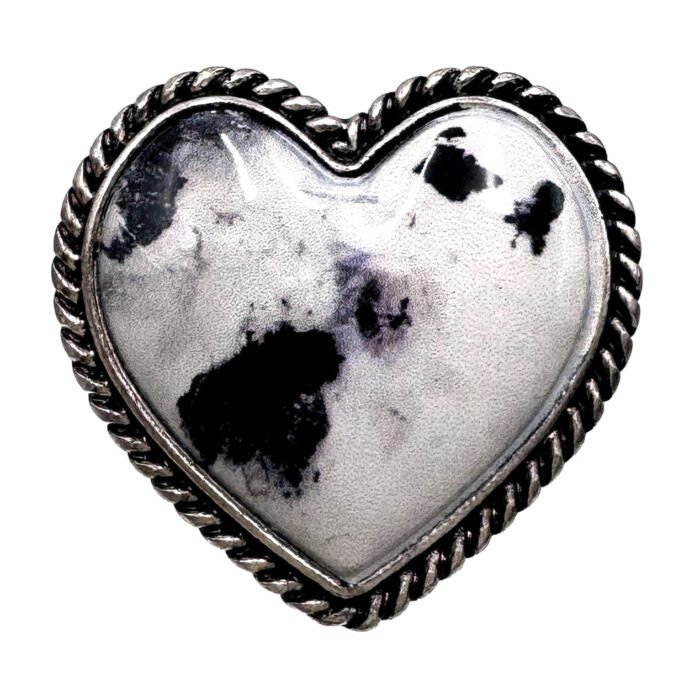 Polished Color Stone Heart Ring - Image 4