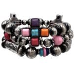 Aztec Cross Stone Navajo Beads Three Piece Bracelet - Image 2