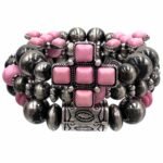 Aztec Cross Stone Navajo Beads Three Piece Bracelet