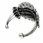 Hummingbird Art Turquoise Stone Floral Open Bangle - Image 2