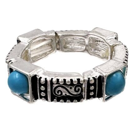 Turquoise Metal Western Band Ring
