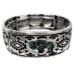 Silver Aztec Native Buffalo Turquoise Bracelet