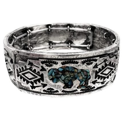 Silver Aztec Native Buffalo Turquoise Bracelet