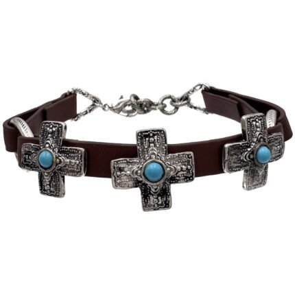 Cross Leather Wrap Band Bracelet
