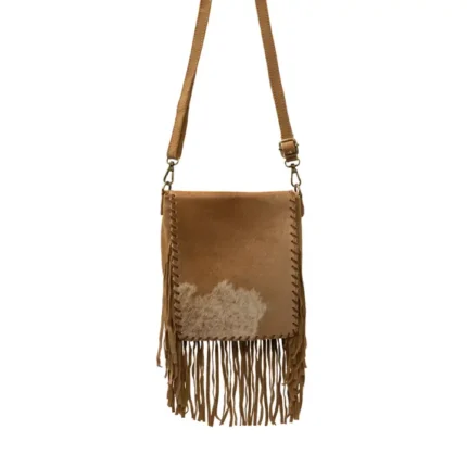 Stylish genuine leather western crossbody purse with embossed detailing, secure closure, and classic western charm.