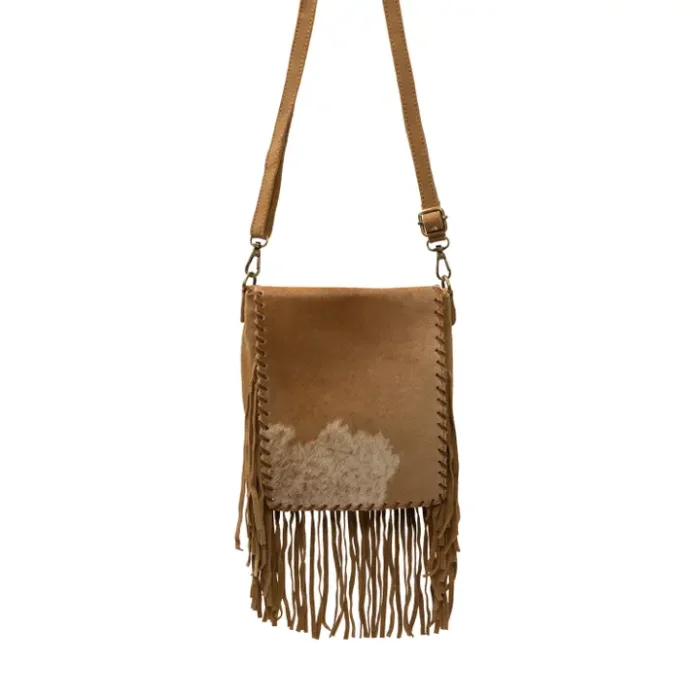 Stylish genuine leather western crossbody purse with embossed detailing, secure closure, and classic western charm.