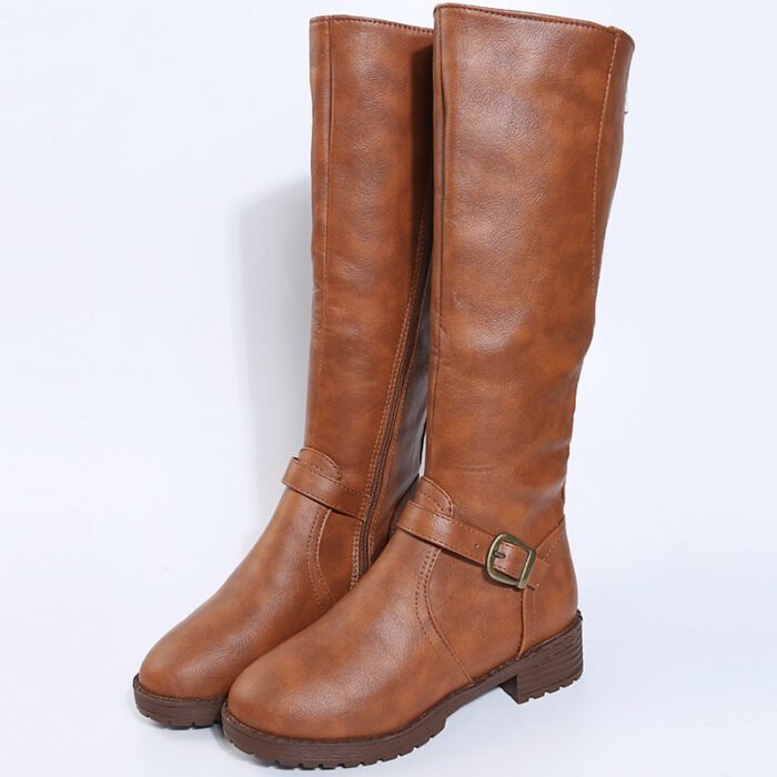 Zipper low heeled long leg boots high leg women's boots - Image 6