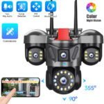 6MP Triple Lens Triple View Security Camera Wireless WiFi Outdoor HD Surveillance Camera for Home Remote Monitoring